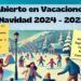 Cartel abierto en vacaciones