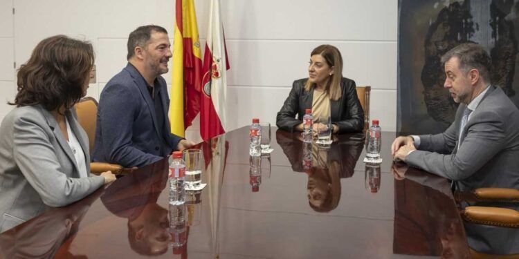 Imagen de la reunión, de izquierda a derecha, Ana Alonso, Carlos Mirapeix, María José Sáenz de Buruaga y Luis Martínez Abad