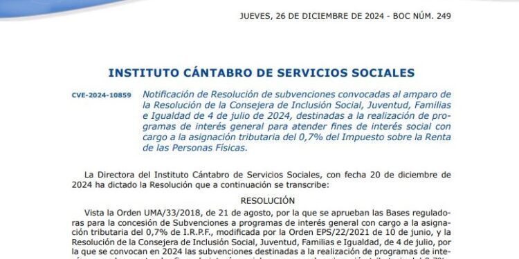 Texto publicado en el BOC para ayudas
