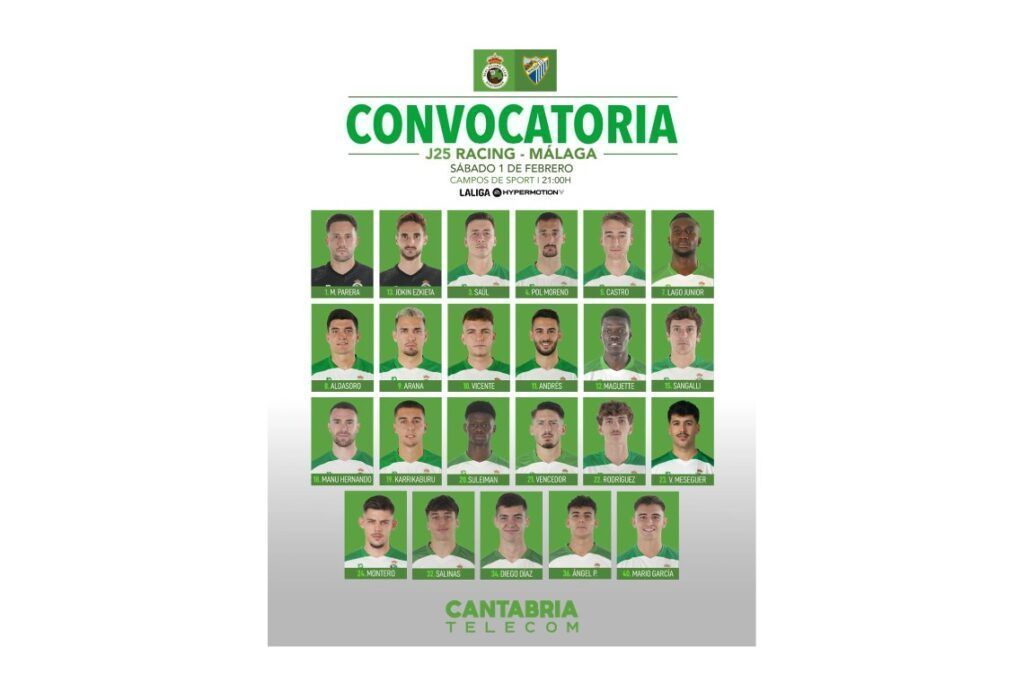 Convocatoria Racing - Malaga