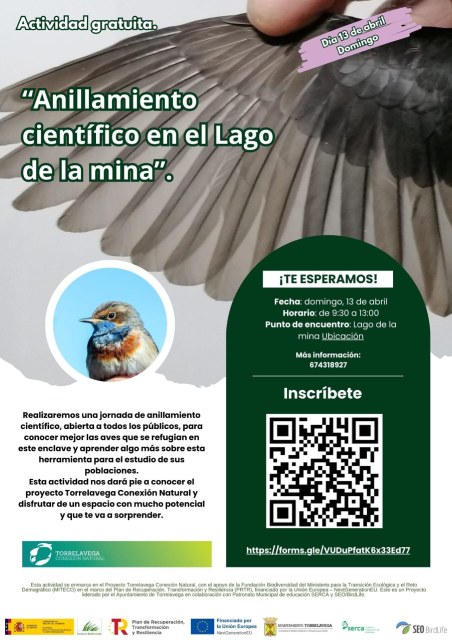 jornada de anillamiento científico de aves en el Lago de la Mina
