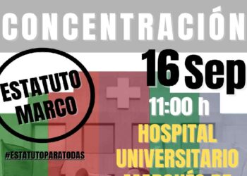 Concentración sindical en Valdecilla por Sanidad y Estatuto Marco