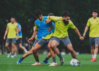 Sesión de entrenamiento del Racing antes de enfrentarse al Córdoba