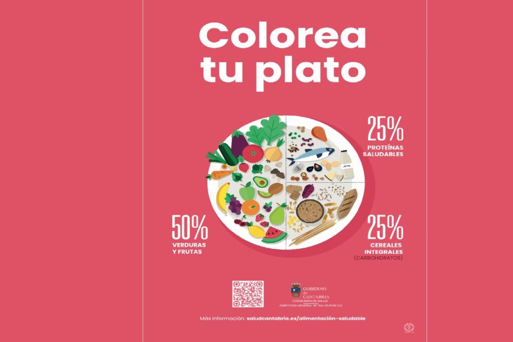 Cartel colore tu plato campaña salud