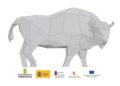Pintado de cinco esculturas de bisontes