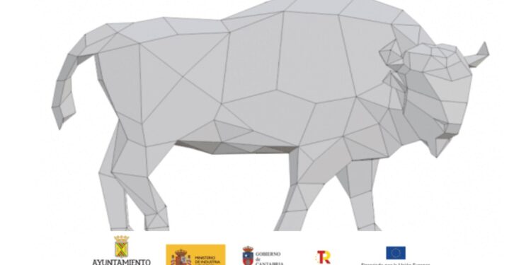 Pintado de cinco esculturas de bisontes