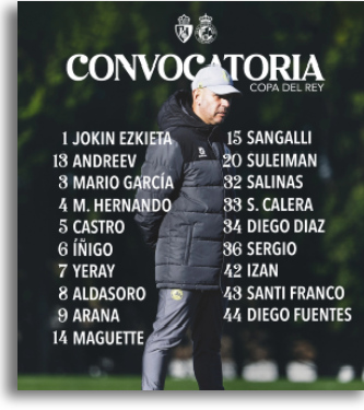 Convocatoria Racing Copa del Rey