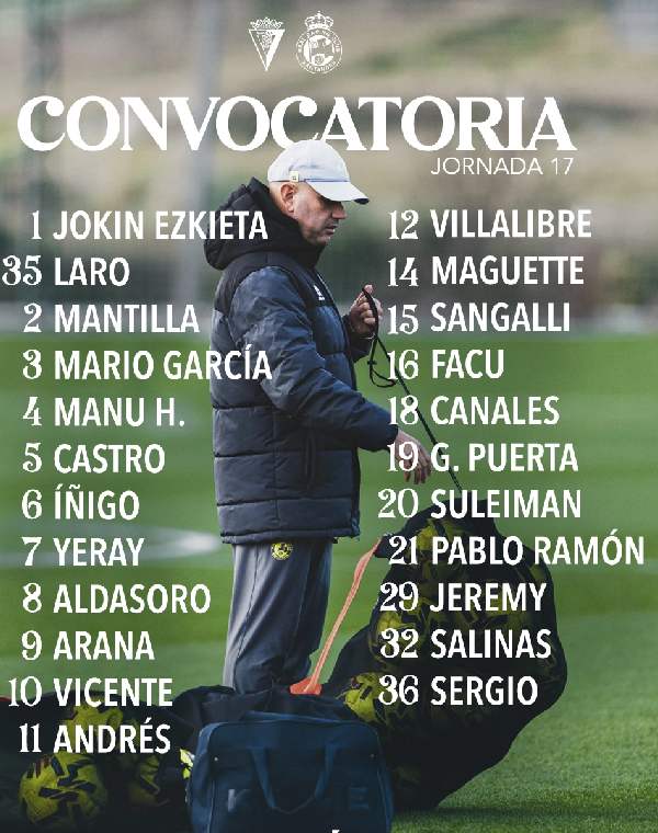 Convocatoria Cádiz-Racing
