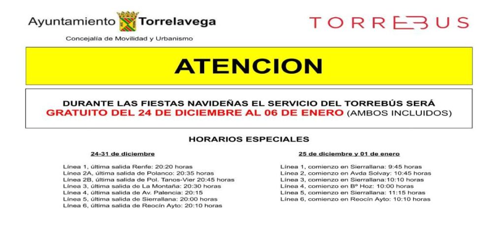 El Torrebus será gratuito en Navidad