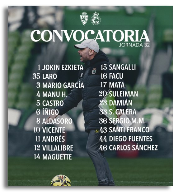 Convocatoria Racing de Santander jornada 32