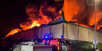Incendio en el polígono de los Tánagos (Val de San Vicente)