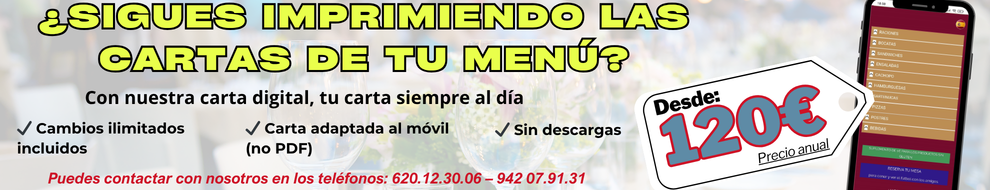 Publicidad cartas de menu digitales