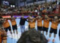 Borja Lombilla con sus compañeros del Bathco BM Torrelavega