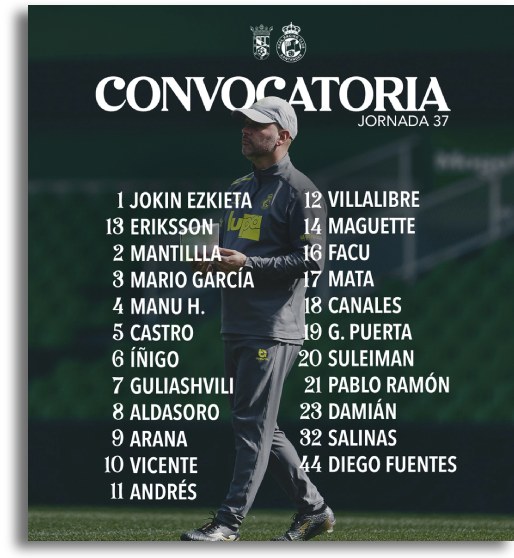 Convocatoria Racing de Santander Ceuta jornanda 37
