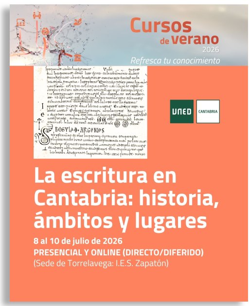 Cartel del curso La escritura en Cantabria de la Uned