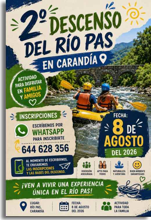 Cartel descenso Rio Pas el 8 de Agosto