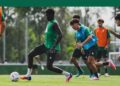 Jugadores del Racing durante un entrenamiento de pretemporada