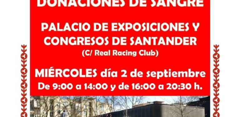 Donación de sangre del 2 de septiembre en Santander