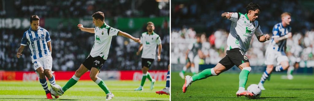 Prati y Luque en jugadas del Racing-Alaves