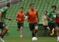 Entrenamiento del Racing de Santander en El Sardinero